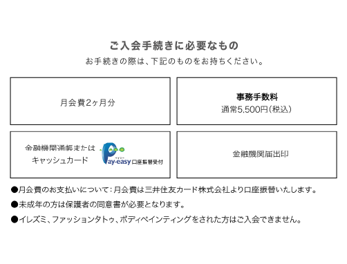 ご入会手続きに必要なもの